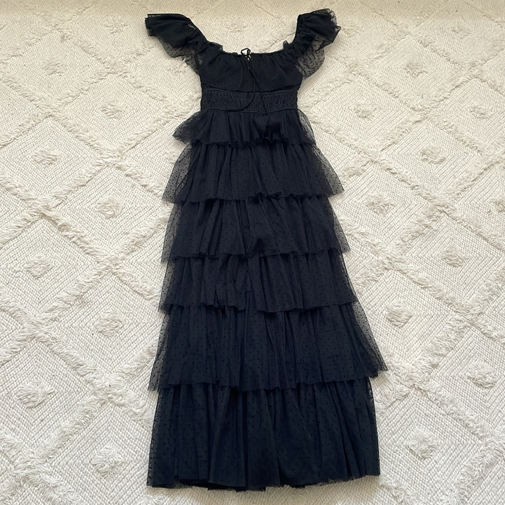 Petal & Pup Belle Swiss Dot Tulle Tiered Maxi Dress - Picture 4 of 5